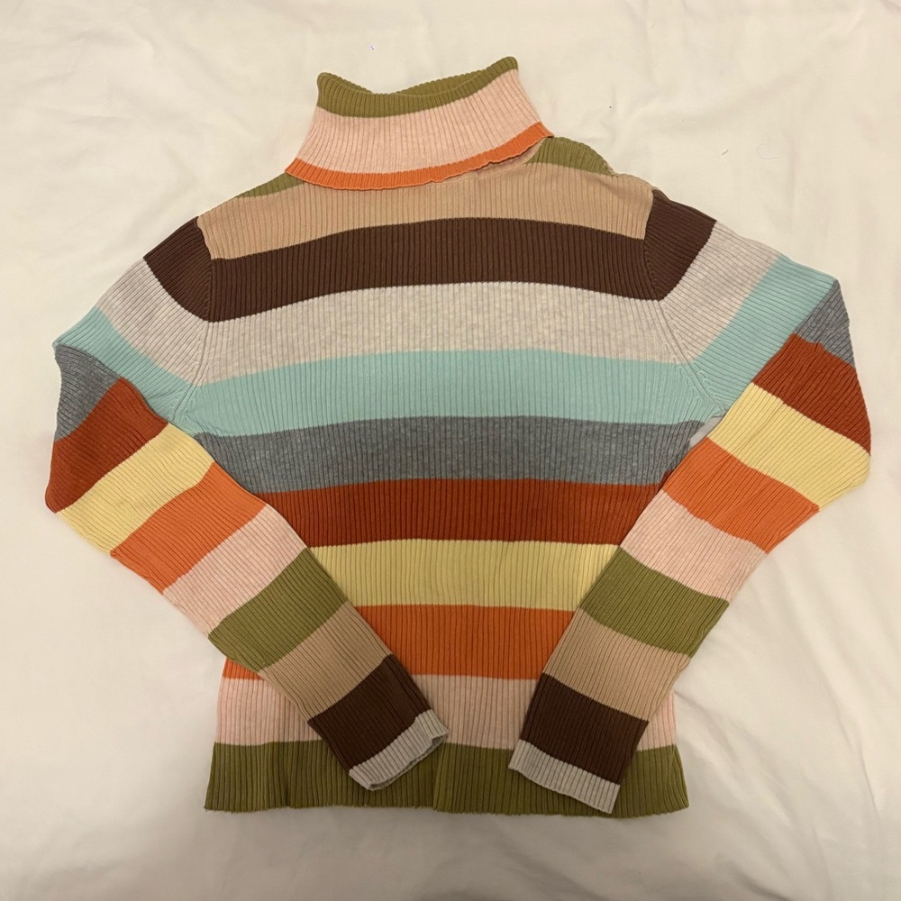 Vintage Old Navy Colorful Striped Turtleneck Sweater